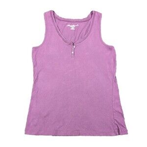 Eddie Bauer Henley Tank Top Womens Size Medium Claret Cotton